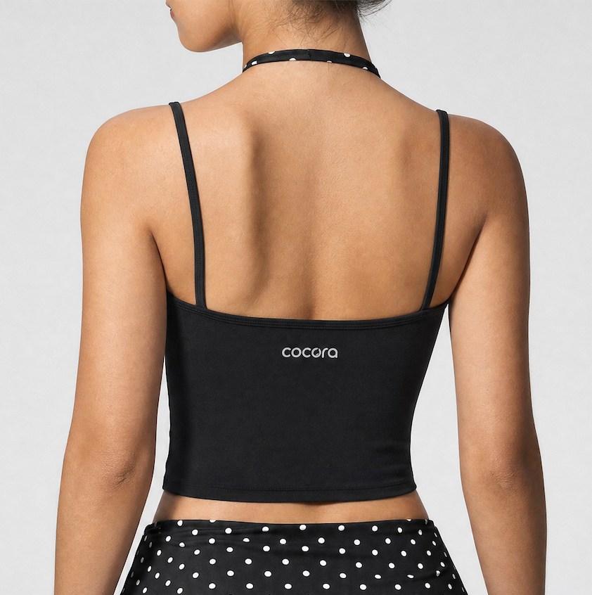Dot Layered Halter Crop