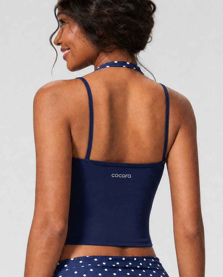 Dot Layered Halter Crop
