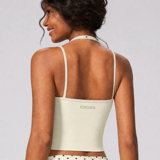 Dot Layered Halter Crop